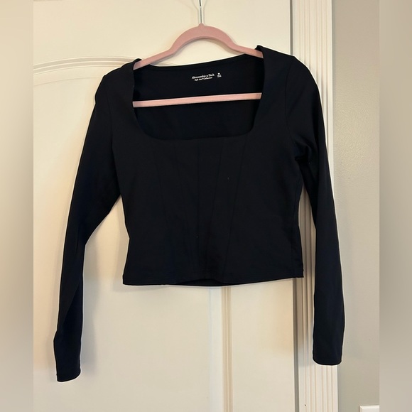 Abercrombie & Fitch Black Square Neck Long Sleeve Soft A&F Collection - Picture 1 of 4